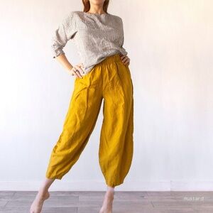Lenok Linen Etsy Mustard Women's Pants